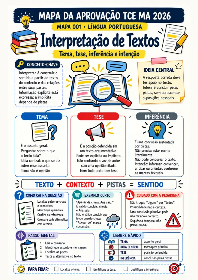 Mapa 001 · Língua Portuguesa: interpretação de textos
